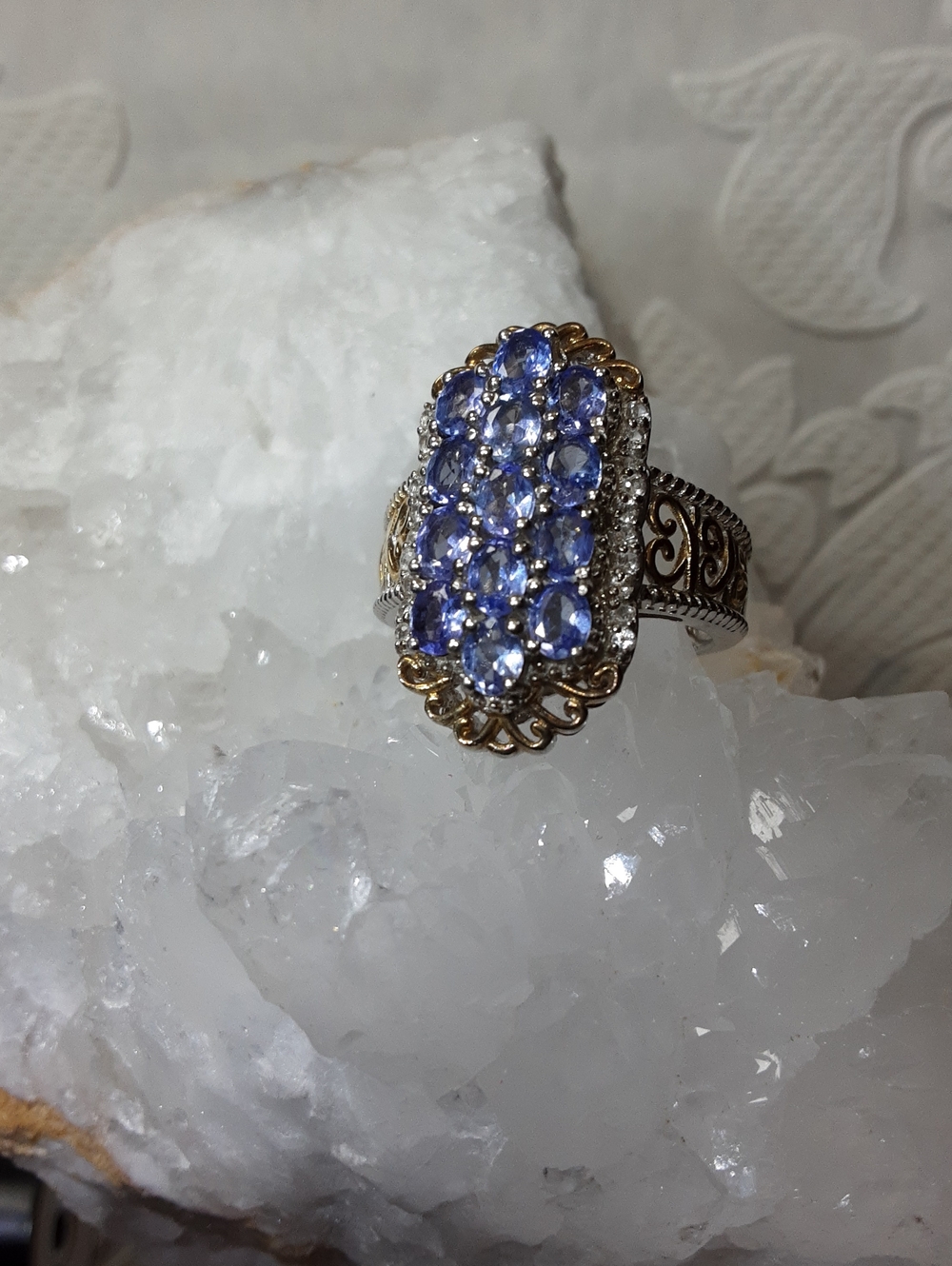 925 Tanzanite, White Zircon Ring. - Picture 5 of 6